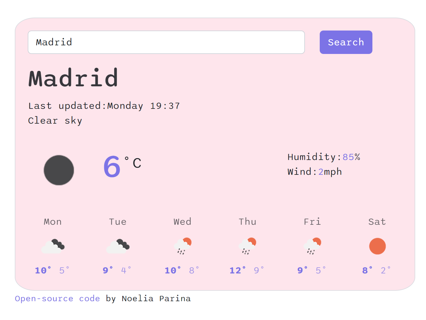 Vanilla JavaScript weather app project